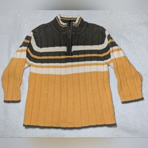 The Children's Place Boys 3T Knit Sweater Olive Green Mustard Yellow Stripe